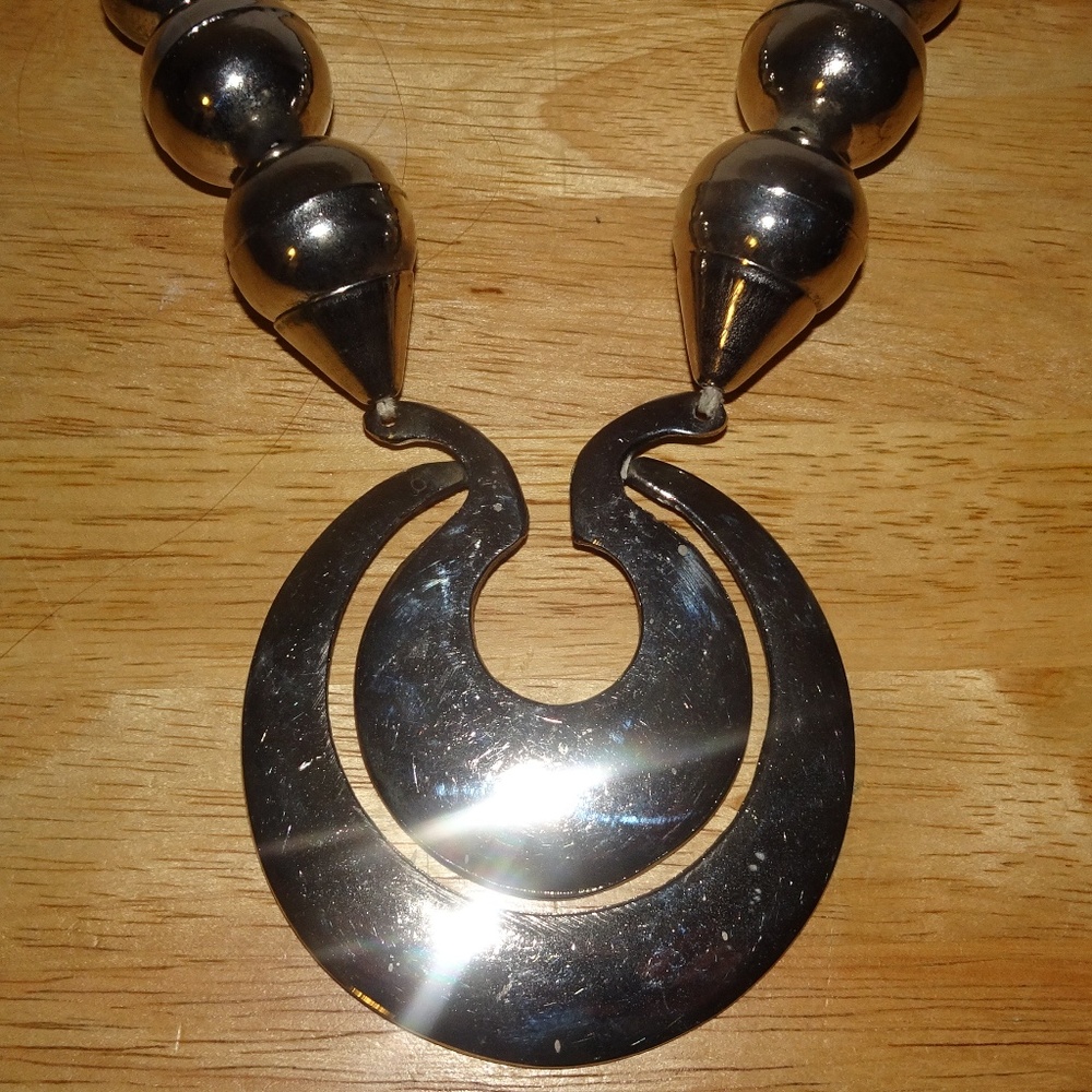 Large Statement Graduated Metal Beaded Necklace - image 2